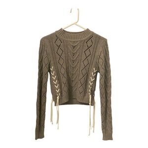 Mod On Trend Sweater Womens Medium Gray Long Sleeve Cropped Crewneck